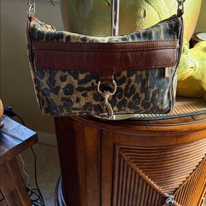 Rebecca Minkoff Leopard Print Shoulder / Crossbody Bag with Brown Leather